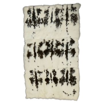 Rabbit Fur Blankets / Plates - White with Natural Black Spots
