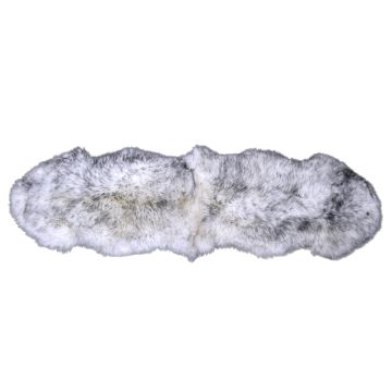 Double - Two Pelt White with Black Tips Sheepskin Rug - 6' X 2'