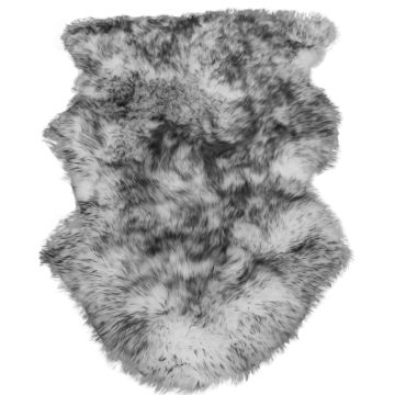 White With Black Tips Sheepskin Rug/Throw