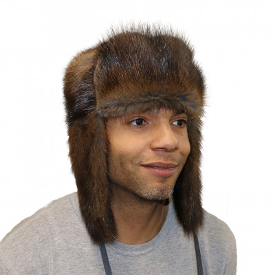 Muskrat Fur Russian Trooper Style Hat