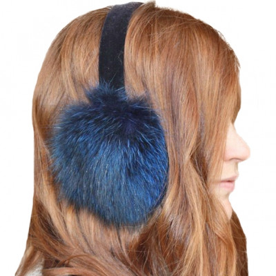 Sapphire Dyed Raccoon Fur Ear Muffs