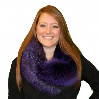 Silver Fox Fur Infinity Scarf - Purple Or Red #4077