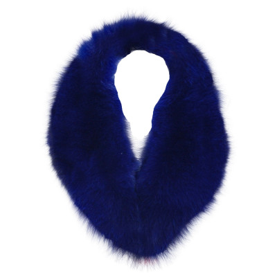 Blue Fox Fur Detachable Collar - Bright Blue-Dyed