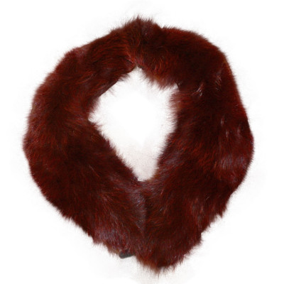 Blue Fox Fur Detachable Collar - Dyed Burgundy