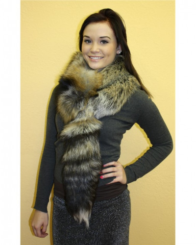 Cross Fox Fur Scarf With Tail #crtl