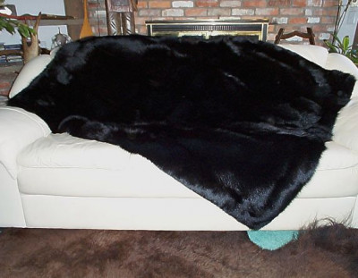 Black Dyed Blue Fox Fur Throw Blanket 48" X 64"