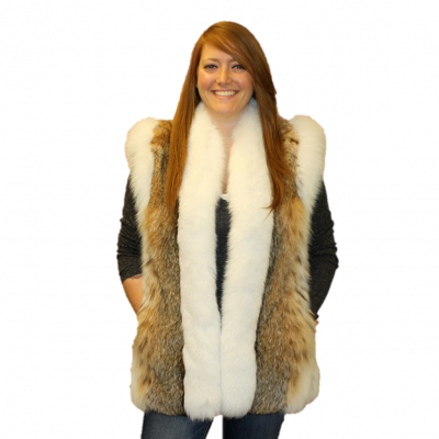 Women's Bobcat/Lynx Cat Fur Vest (Shadow Fox Trim)