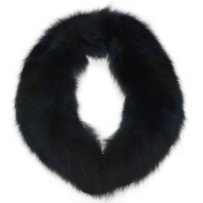Blue Fox Fur Detachable Collar - Dyed Navy Blue