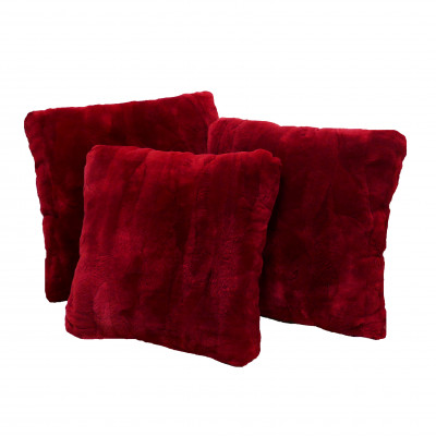 Red Dyed Sheared Beaver Fur Pillow