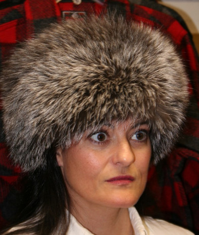 Silver Fox Fur Pill Box Hat