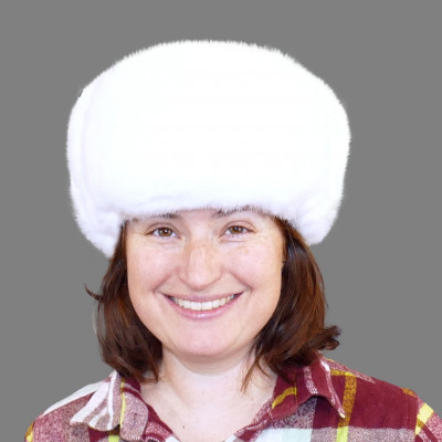 Authentic White Mink Fur Russian Trooper Style Hat