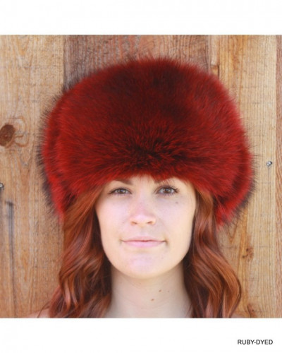 Ruby Dyed Raccoon Fur Russian Trooper Style Hat