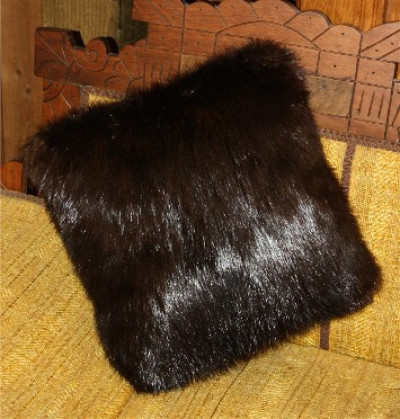 Natural Black Beaver Fur Pillow