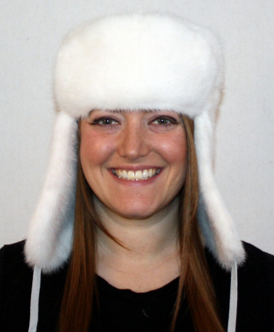 White Mink Fur Russian Trooper Style Hat