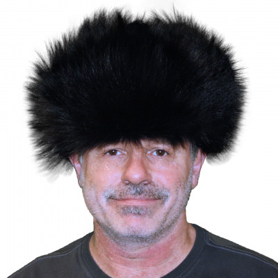 Coyote Fur Russian Trooper Style Hat - Dyed Black