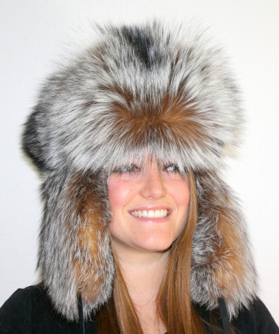 Crystal Fox Fur Russian Trooper Style Hat