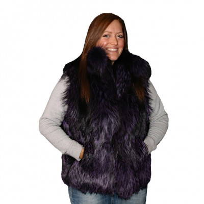 Women's Silver Fox Dyed Purple Fur Vest