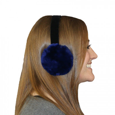 Royal Blue Dyed Sheared Beaver Fur Ear Muffs