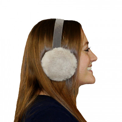 Taupe Dyed Sheared Beaver Fur Ear Muffs