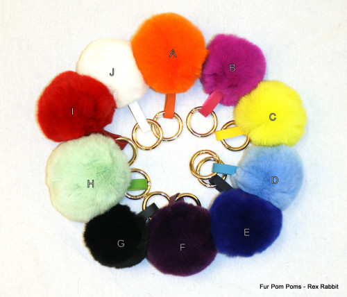 Fur Pom Pom/Leather Keychain - Rex Rabbit