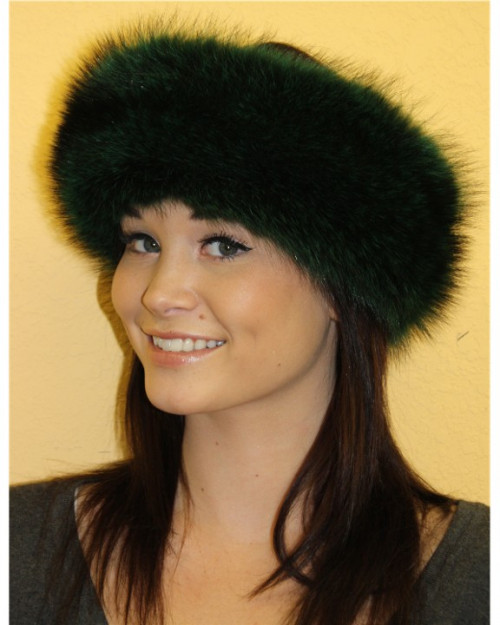 Emerald Dyed Raccoon Fur Headband | Fur Neck Warmer | Fur Neck Collar