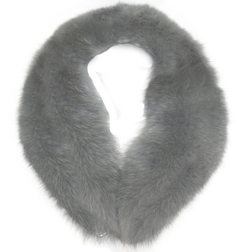 Blue Fox Fur Detachable Collar - Gray-Dyed