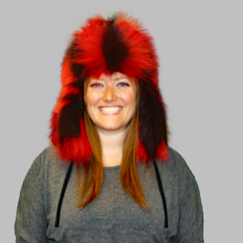 Red Skunk Fur Russian Trooper Style Hat