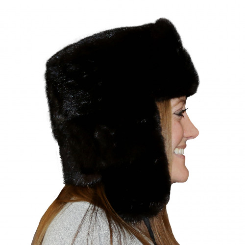 Glacier Wear Black Mink Fur Russian Trooper Hat