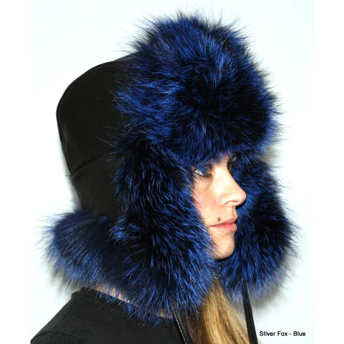 NWT Silver Fox Hat Fur Leather Trapper Russian Ushanka Winter Trooper Gift Fox And Astrakhan Fur Ushanka Hat Handmade By FurbySD main image 3