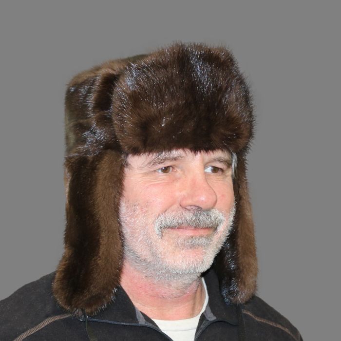 Mink & Silver Fox Fur Trooper Hat With Pom Pom - Black Winter Knit Hat
