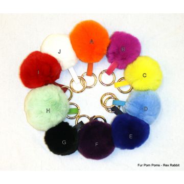 Fur Pom Pom/Leather Keychain - Rex Rabbit