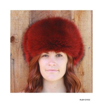 Ruby Dyed Raccoon Fur Russian Trooper Style Hat