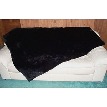 Black Dyed Plucked And Sheared Beaver Fur Throw Blanket 40" X 72"