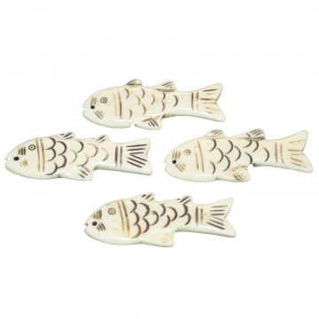 Real Bone Carved Fish -(Qty 5)