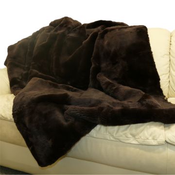 Rex Rabbit Fur Throw Blanket - Brown
