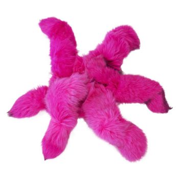 Blue Fox Tail/keychain - Dyed Hot Pink