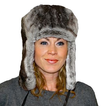 Chinchilla Rex Rabbit Fur Russian Trooper Style Hat