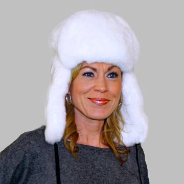 White Rex Rabbit Fur Russian Trooper Style Hat