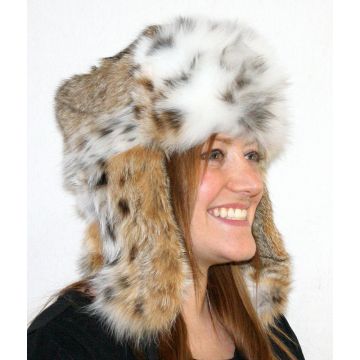 Bobcat Fur Russian Trooper Style Hat