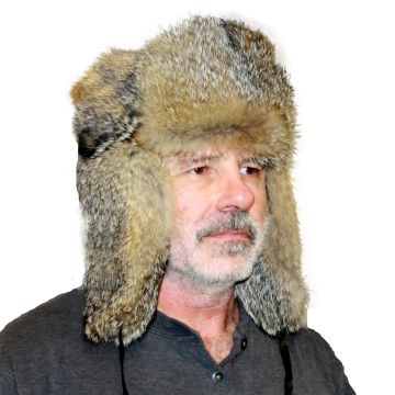 Gray Fox Fur Russian Trooper Style Hat