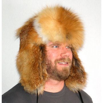 Red Fox Fur Russian Trooper Style Hat