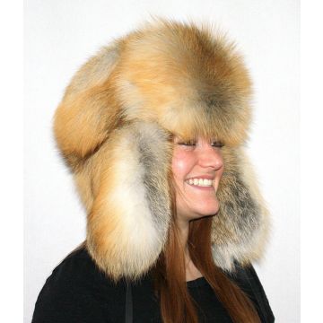 Golden Island Fox Fur Russian Trooper Style Hat
