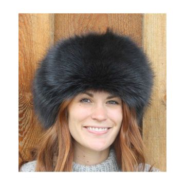 Charcoal Dyed Raccoon Fur Russian Trooper Style Hat