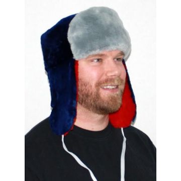 New England Patriots Fur Trooper Style Hat - With Gray