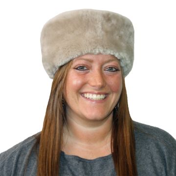 Plucked/sheared Beaver Fur Pill Box Hat - Taupe-dyed