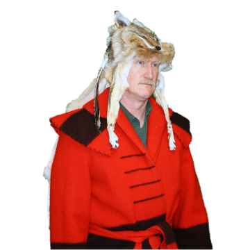 Coyote Fur Mountain Man Hat With Cape (feathers And Beaded Rosette)