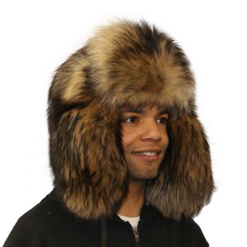 Finn Raccoon Fur Russian Trooper Style Hat