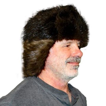 Natural Black Beaver Fur Russian Trooper Style Hat 