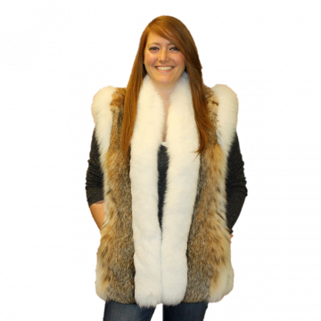 Women's Bobcat/Lynx Cat Fur Vest (Shadow Fox Trim)