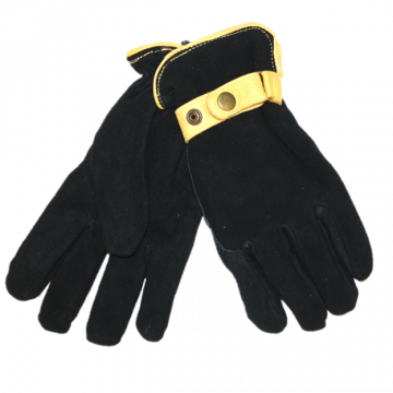 Deerskin Suede Gloves - Black With Gold Trim